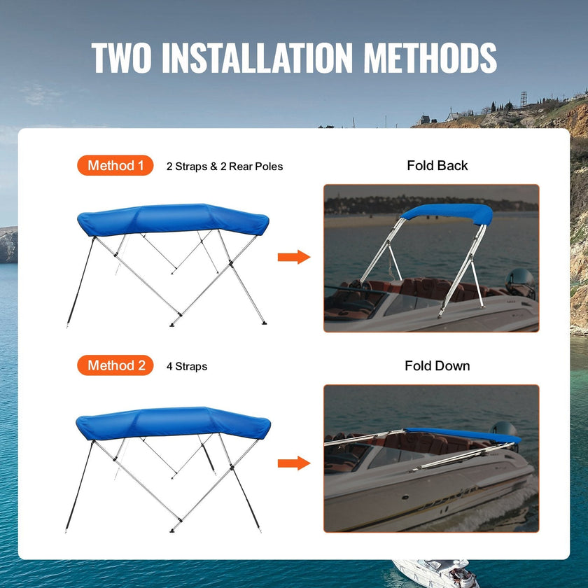 VEVOR 4 Bow Bimini Top Boat Cover, 900D Polyester Canopy with 1