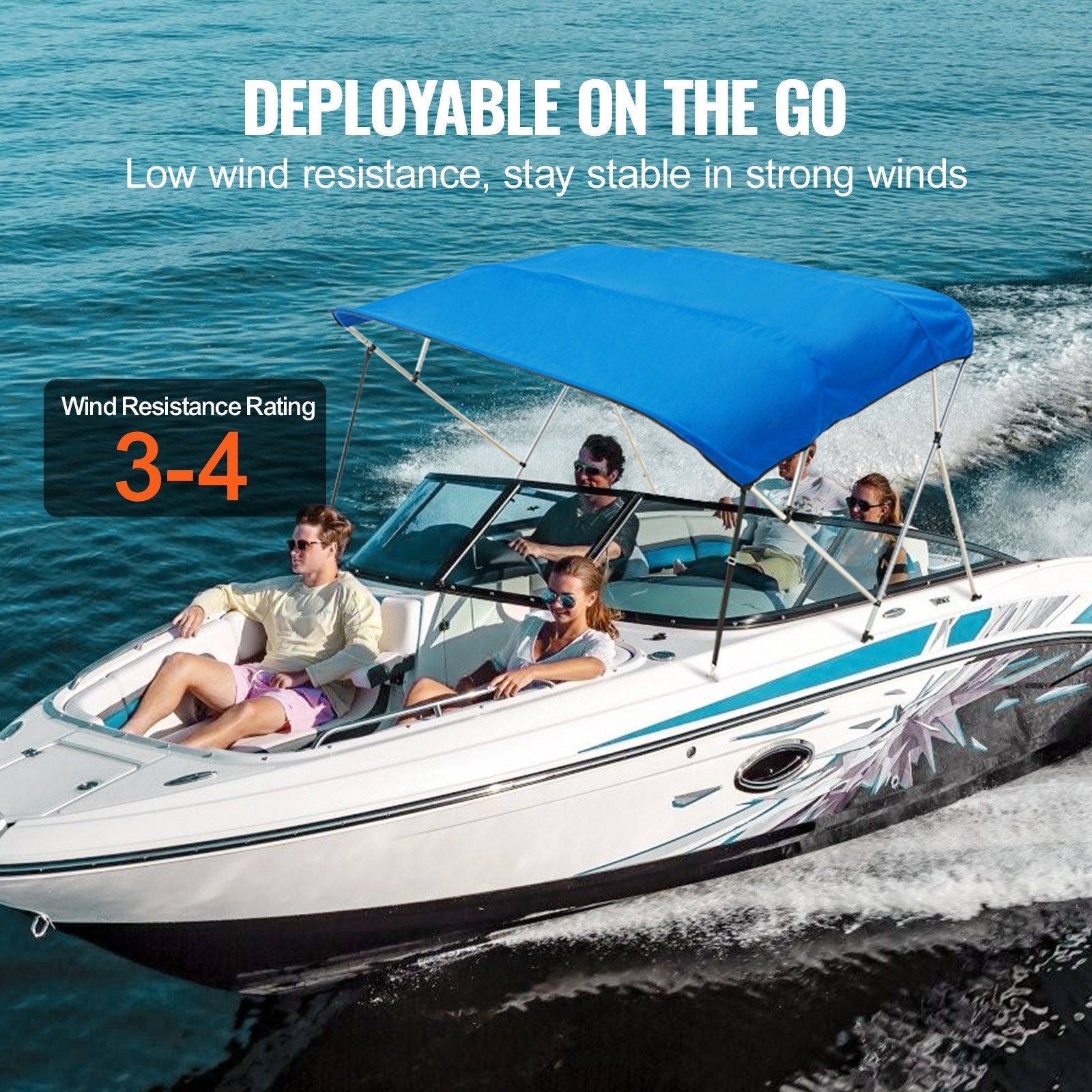 VEVOR 4 Bow Bimini Top Boat Cover, 900D Polyester Canopy with 1