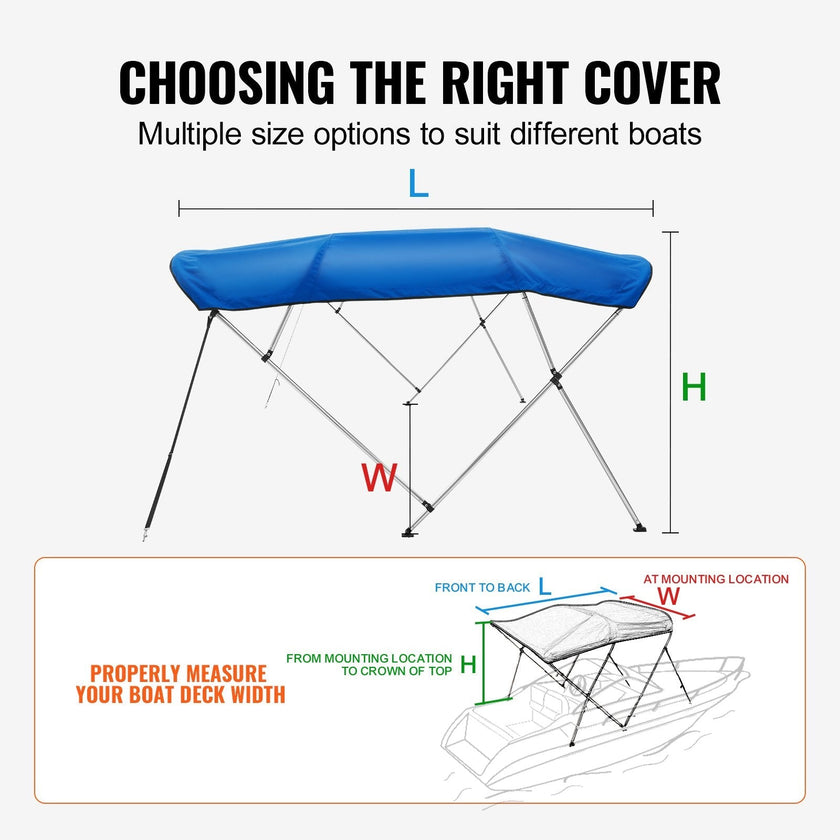 VEVOR 4 Bow Bimini Top Boat Cover, 900D Polyester Canopy with 1