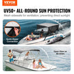 VEVOR 4 Bow Bimini Top Boat Cover, Detachable Mesh Sidewalls, 600D Polyester Canopy with 1