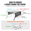 VEVOR 4 Bow Bimini Top Boat Cover, Detachable Mesh Sidewalls, 600D Polyester Canopy with 1