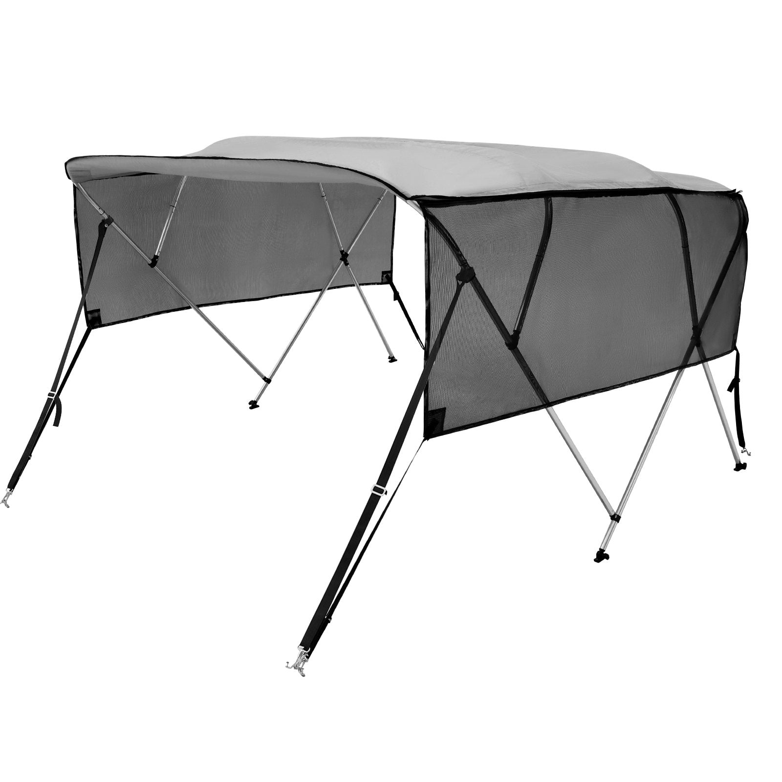 VEVOR 4 Bow Bimini Top Boat Cover, Detachable Mesh Sidewalls, 600D Polyester Canopy with 1
