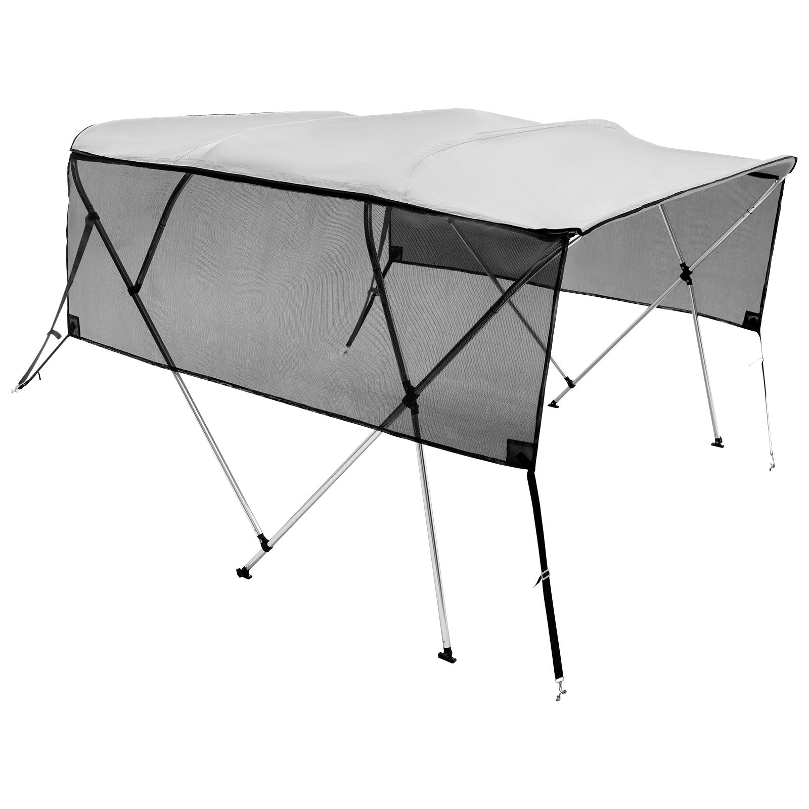 VEVOR 4 Bow Bimini Top Boat Cover, Detachable Mesh Sidewalls, 600D Polyester Canopy with 1