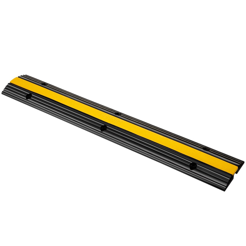 VEVOR 4 Pack of 1-Channel Rubber Cable Protector Ramps Heavy Duty 18000Lbs Load Capacity Cable Wire Cord Cover Ramp Speed Bump Driveway Hose Cable Ramp Protective Cover