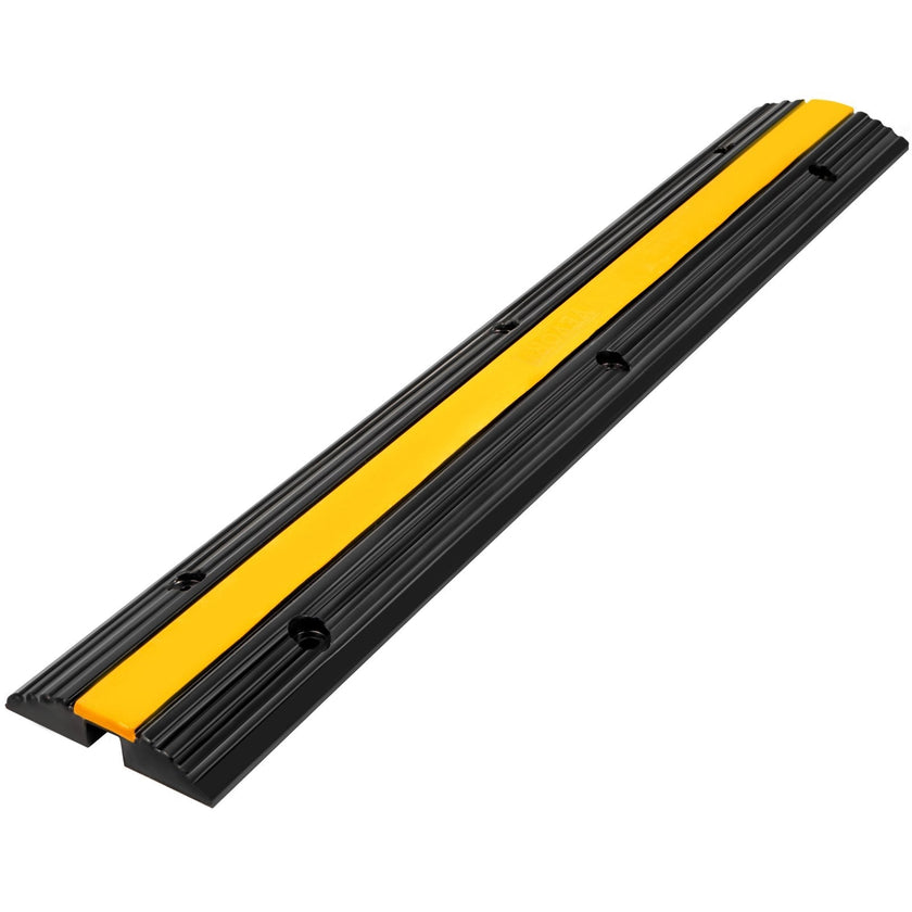 VEVOR 4 Pack of 1-Channel Rubber Cable Protector Ramps Heavy Duty 18000Lbs Load Capacity Cable Wire Cord Cover Ramp Speed Bump Driveway Hose Cable Ramp Protective Cover