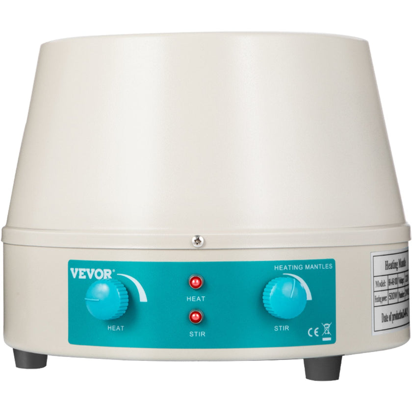 VEVOR Heating Mantle 500ml Magnetic Stirrer Heating Mantle 0-1600rpm Heating Mantle Magnetic Stirrer 250W Lab Magnetic Stir Plate for Liquid Heating and Stirring (500ml)