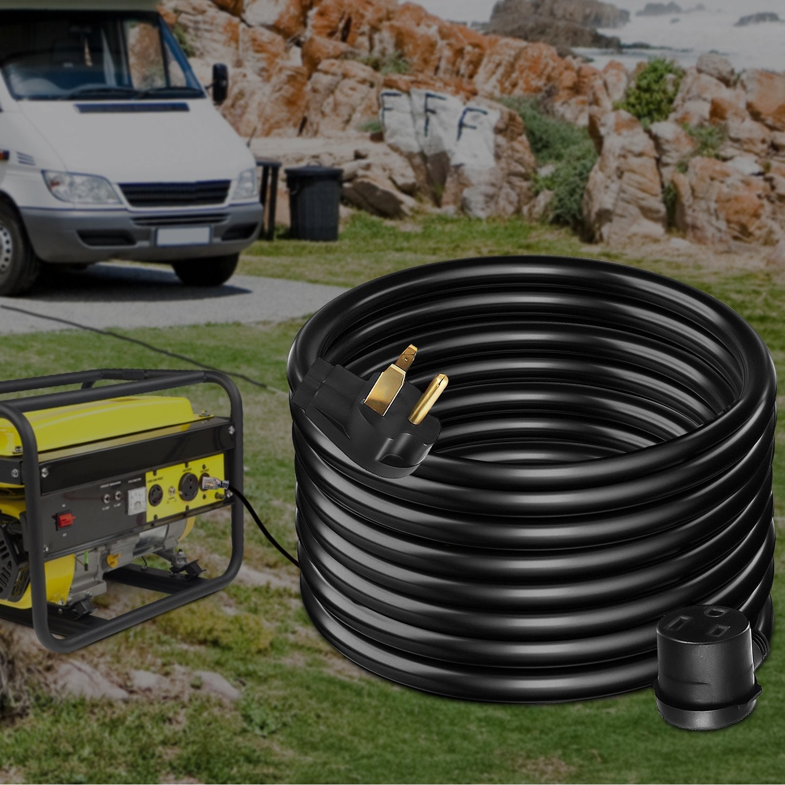 VEVOR Extension Cord, 50ft 250 Volt, 10 Gauge Heavy Duty Outdoor Welder Extension Cord with 10 Awg 3 Prong, 30 Amp Power Extension for Welding Machines, NEMA 6-50 Plug, ETL Approved, Black