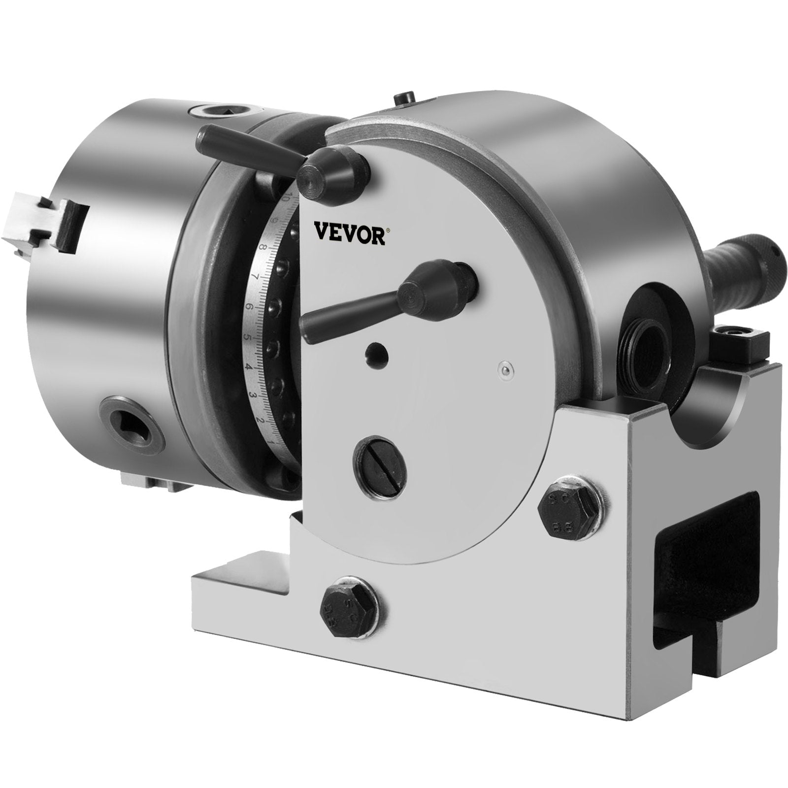 VEVOR Dividing Head BS-0 5Inch 3 Jaw Chuck Dividing Head Set Precision Semi Universal Dividing Head for Milling Machine Rotary Table Tailstock Milling Set (5 Inch Chuck)