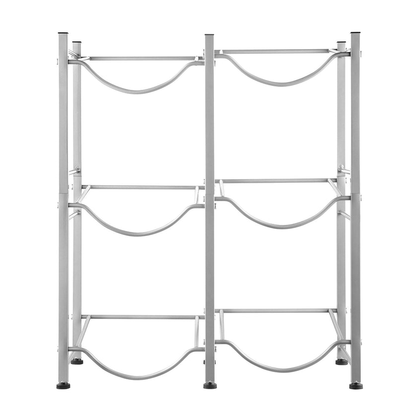 VEVOR 3 Tiers Water Jug Holder Double Row Water Bottle Rack for 6 Bottles Silver