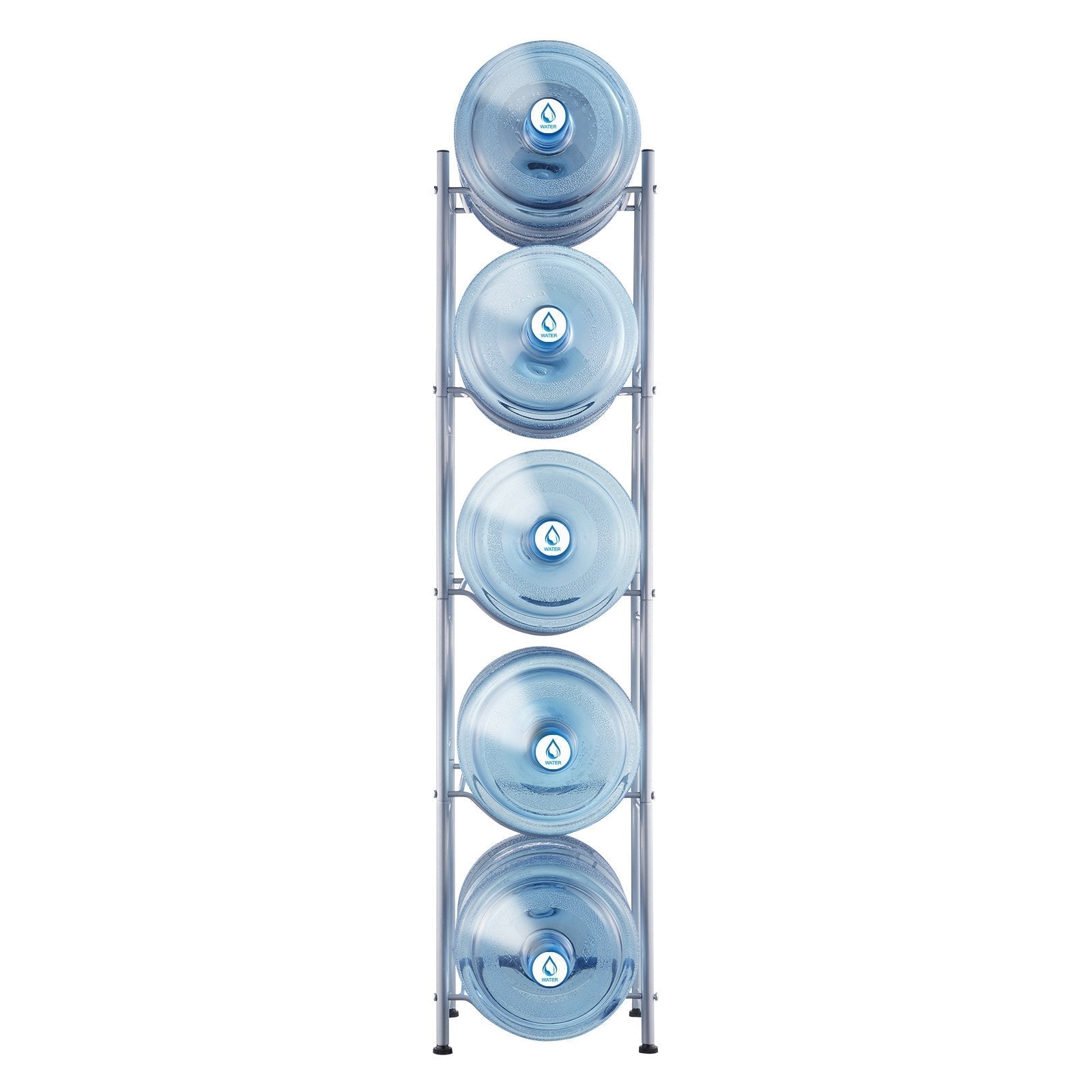 VEVOR 5 Tiers Water Jug Holder Single Row Water Bottle Rack for 5 Bottles Silver
