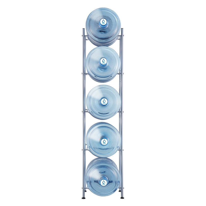 VEVOR 5 Tiers Water Jug Holder Single Row Water Bottle Rack for 5 Bottles Silver