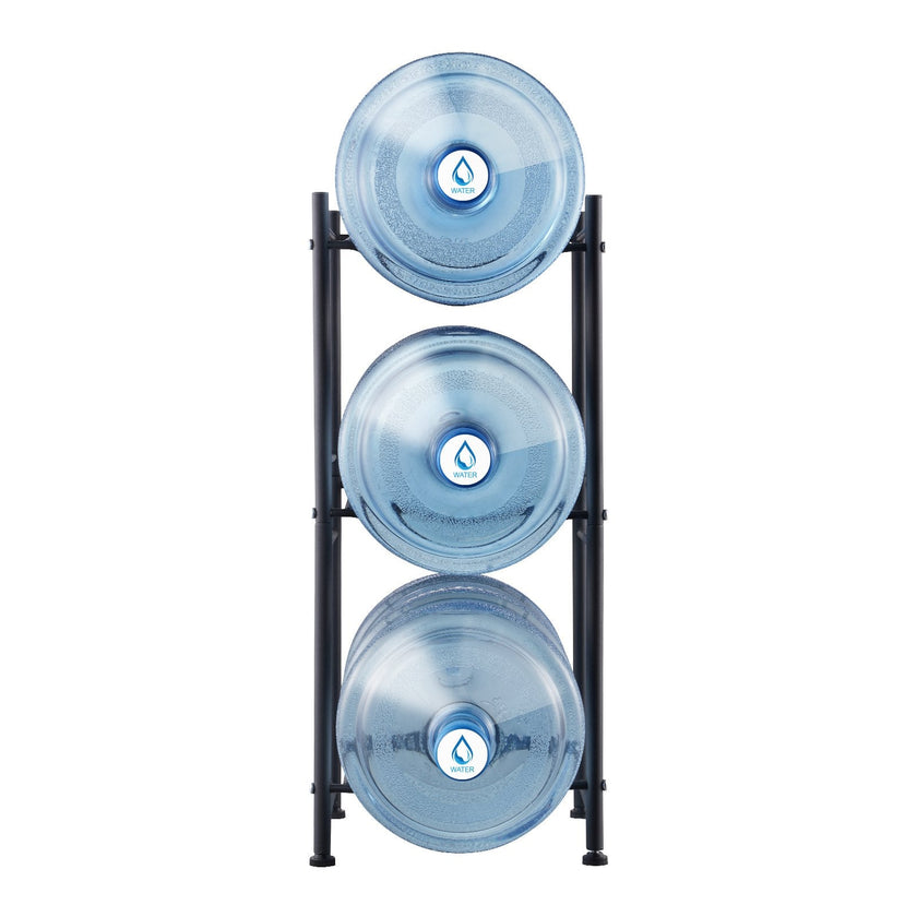 VEVOR 3 Tiers Water Jug Holder Single Row Water Bottle Rack for 3 Bottles Black