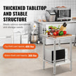 VEVOR Stainless Steel Work Table 24 x 24 x 32 Inch Commercial Kitchen Prep & Work Table Heavy Duty Prep Worktable Metal Work Table with Adjustable Feet for Restaurant, Home and Hotel