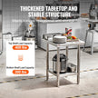VEVOR Stainless Steel Work Table 24 x 24 x 34 Inch Commercial Food Prep Worktable Heavy Duty Prep Worktable Metal Work Table with Adjustable Feet for Restaurant, Home and Hotel