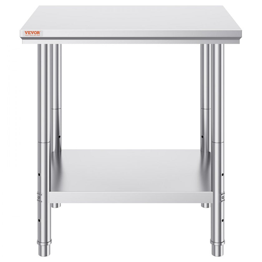 VEVOR Stainless Steel Work Table 24 x 30 x 32 Inch Commercial Food Prep Worktable for Home, Kitchen, Restaurant Metal Prep Table with Adjustable Feet