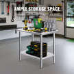 VEVOR Stainless Steel Work Table 24 x 36 x 32 Inch Commercial Kitchen Prep & Work Table Heavy Duty Prep Worktable Metal Work Table with Adjustable Feet for Restaurant, Home and Hotel
