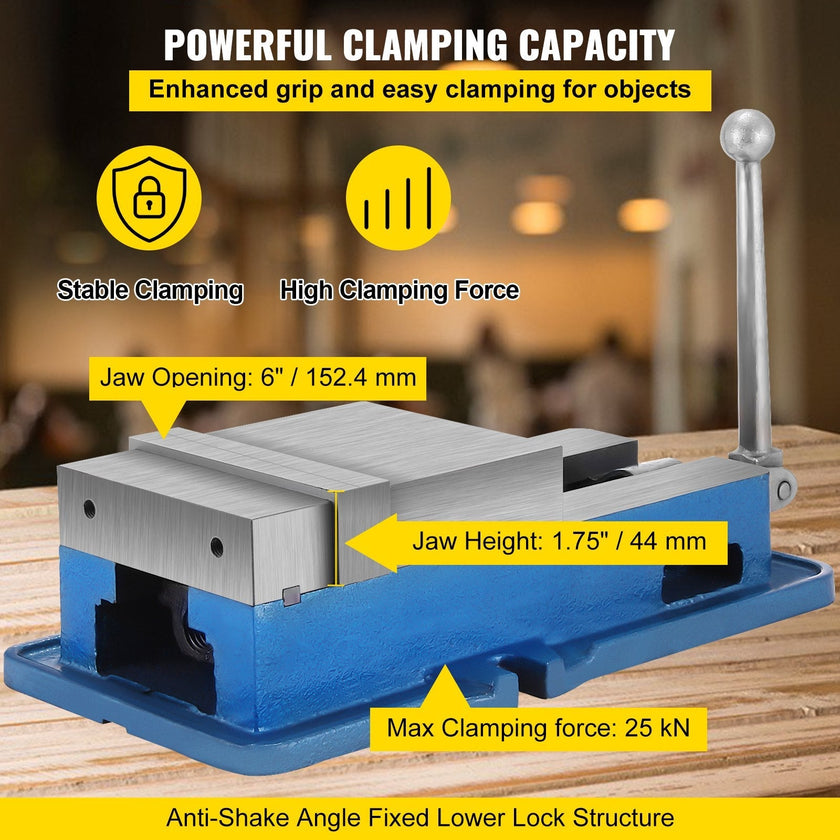 VEVOR 6 Inch ACCU Lock Down Vise Precision Milling Vice 6 Inch Jaw Width Drill Press Vise Milling Drilling Machine Bench Clamp Clamping Vice