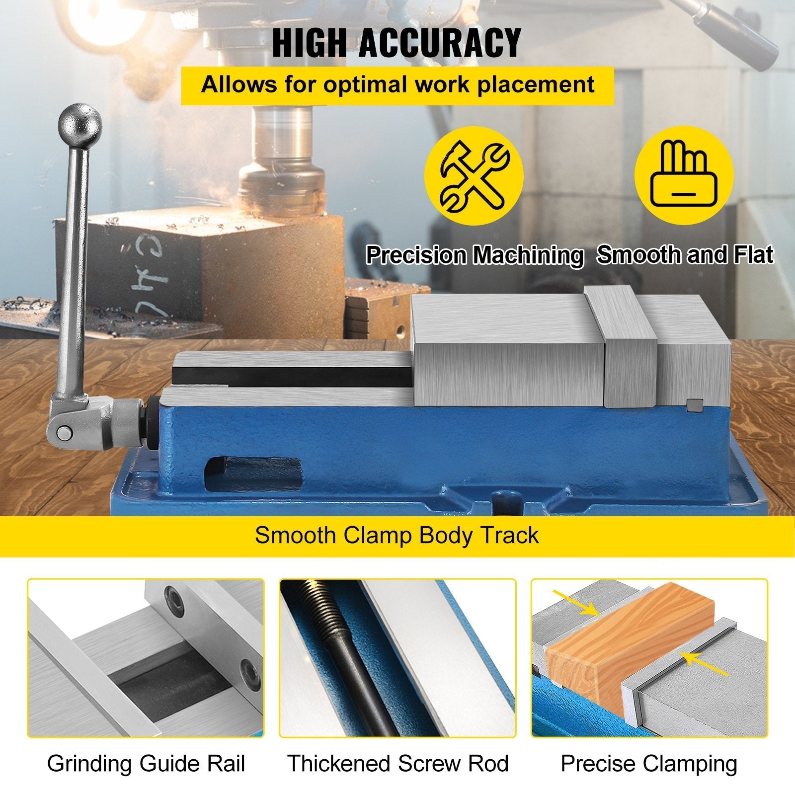 VEVOR 6 Inch ACCU Lock Down Vise Precision Milling Vice 6 Inch Jaw Width Drill Press Vise Milling Drilling Machine Bench Clamp Clamping Vice