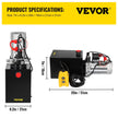 VEVOR 6 Quart Hydraulic Power Unit Steel Tank Hydraulic Pump Single Acting 3200 PSI Max 12V DC Power Unit for Dump Trailer Car Lifting