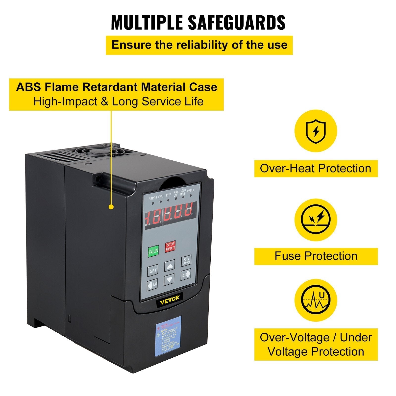VEVOR VFD 7.5KW,Variable Frequency Drive 35A,CNC VFD Motor Drive Inverter Converter 220V,for Spindle Motor Speed Control (1or 3 Phase Input, 3 Phase Output)
