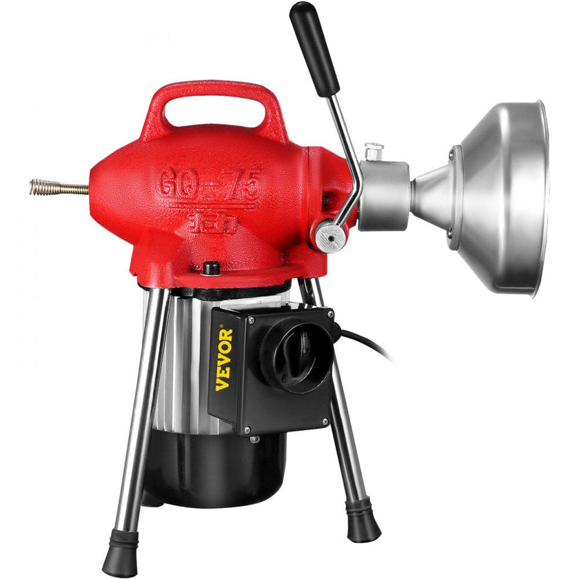VEVOR Drain Cleaner Machine, 500W 3 Cables, Electric Drain Auger for 3/4\