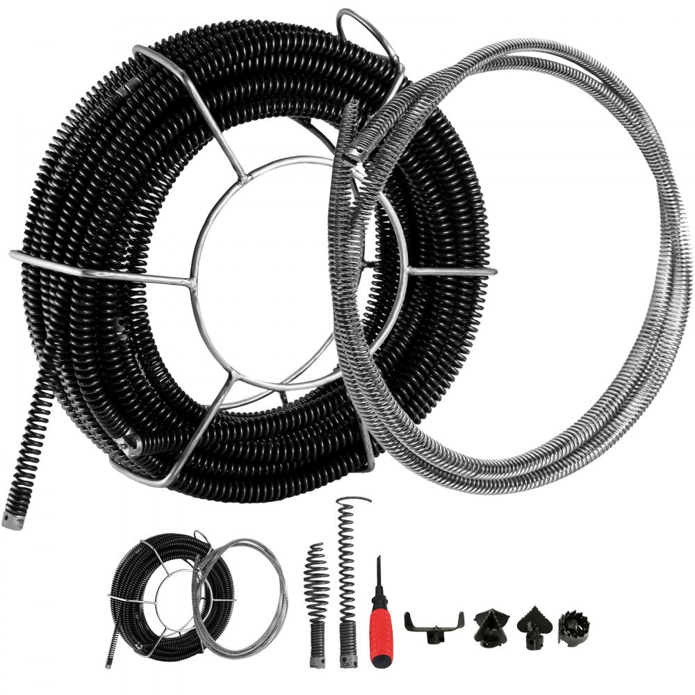 VEVOR Drain Cleaner Machine, 500W 3 Cables, Electric Drain Auger for 3/4\