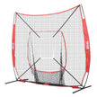 VEVOR 7x7 ft Baseball Softball Practice Net, Portable Baseball Training Net for Hitting Batting Catching Pitching, Backstop Baseball Equipment with Bow Frame, Carry Bag, Strike Zone, Ball, Batting Tee