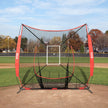 VEVOR 7x7 ft Baseball Softball Practice Net, Portable Baseball Training Net for Hitting Catching Pitching, Backstop Equipment with Bow Frame, Carry Bag, Strike Zone, 12 Balls, Tee, and Ball Collector