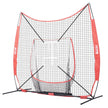VEVOR 7x7 ft Baseball Softball Practice Net, Portable Baseball Training Net for Hitting Catching Pitching, Backstop Equipment with Bow Frame, Carry Bag, Strike Zone, 12 Balls, Tee, and Ball Collector