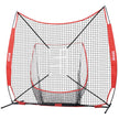VEVOR 7x7 ft Baseball Softball Practice Net, Portable Baseball Training Net for Hitting Catching Pitching, Backstop Equipment with Bow Frame, Carry Bag, Strike Zone, 12 Balls, Tee, and Ball Collector