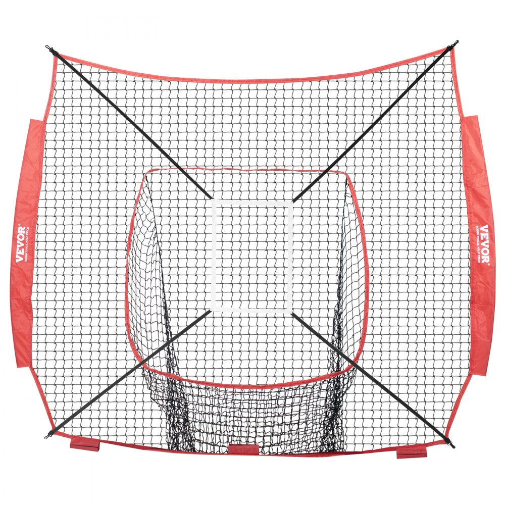 VEVOR 7x7 ft Baseball Softball Practice Net, Portable Baseball Training Net for Hitting Batting Catching Pitching, Backstop Baseball Equipment Training Aids with Strike Zone