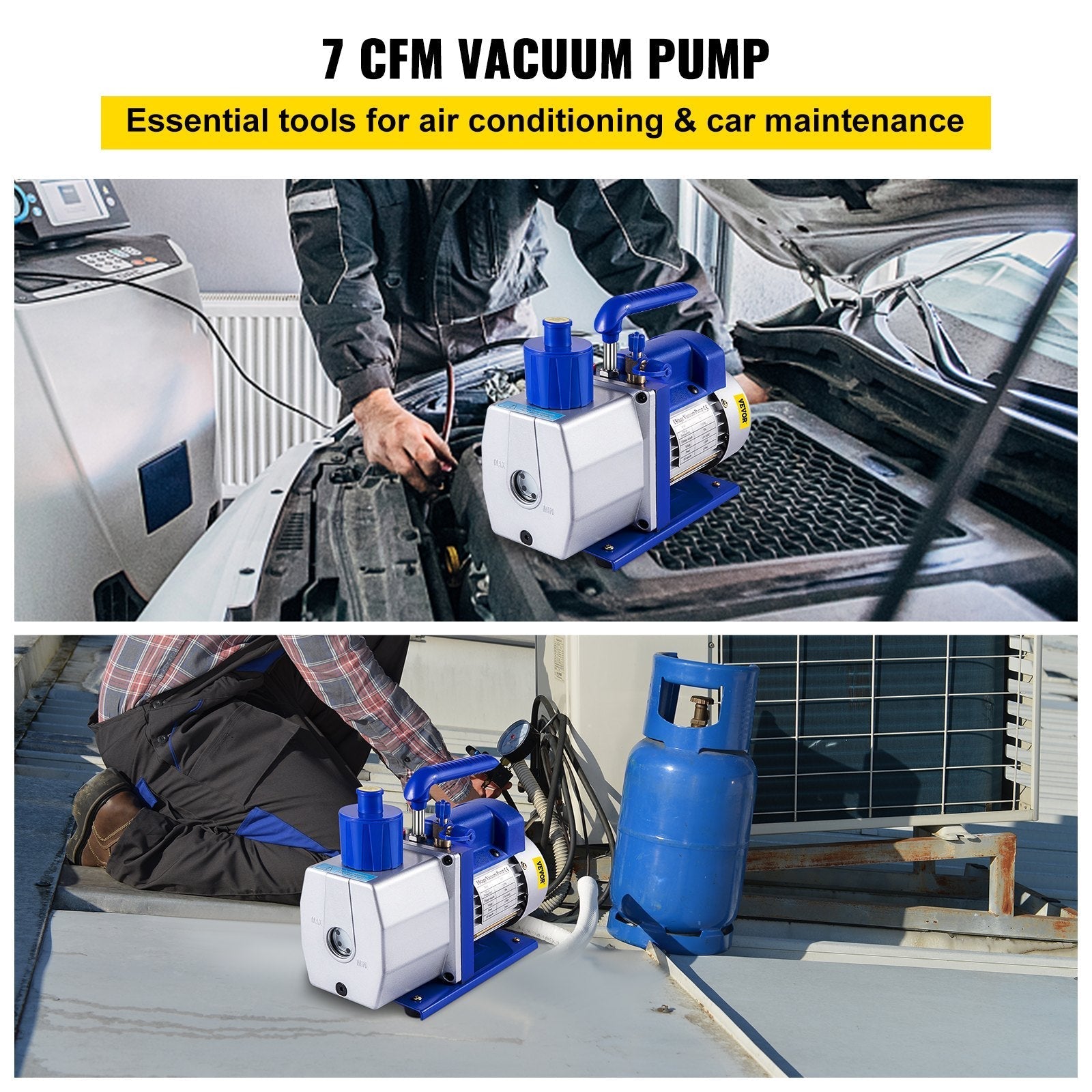VEVOR Vacuum Pump 7 CFM 1/2 HP 1 Stage Ultimate Vacuum Refrigerant HVAC Air Tool 110V 5PA Air Conditioning Pump for Automobile Reparation Vacuum Evacuation