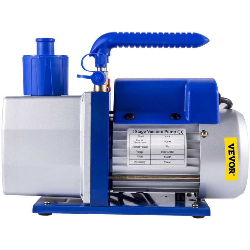 VEVOR Vacuum Pump 7 CFM 1/2 HP 1 Stage Ultimate Vacuum Refrigerant HVAC Air Tool 110V 5PA Air Conditioning Pump for Automobile Reparation Vacuum Evacuation