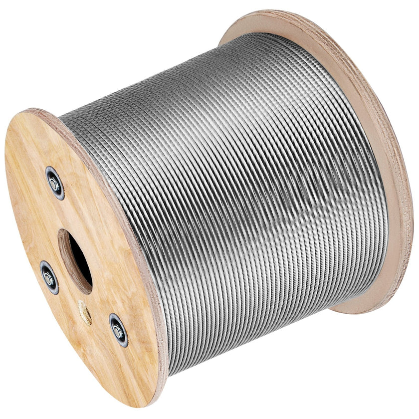 VEVOR 3/16 Inch 7x19 Stainless Steel Aircraft Cable Reel 500FT Stainless Steel Cable T304 Wire Rope Winch Cable Replacement (T304)