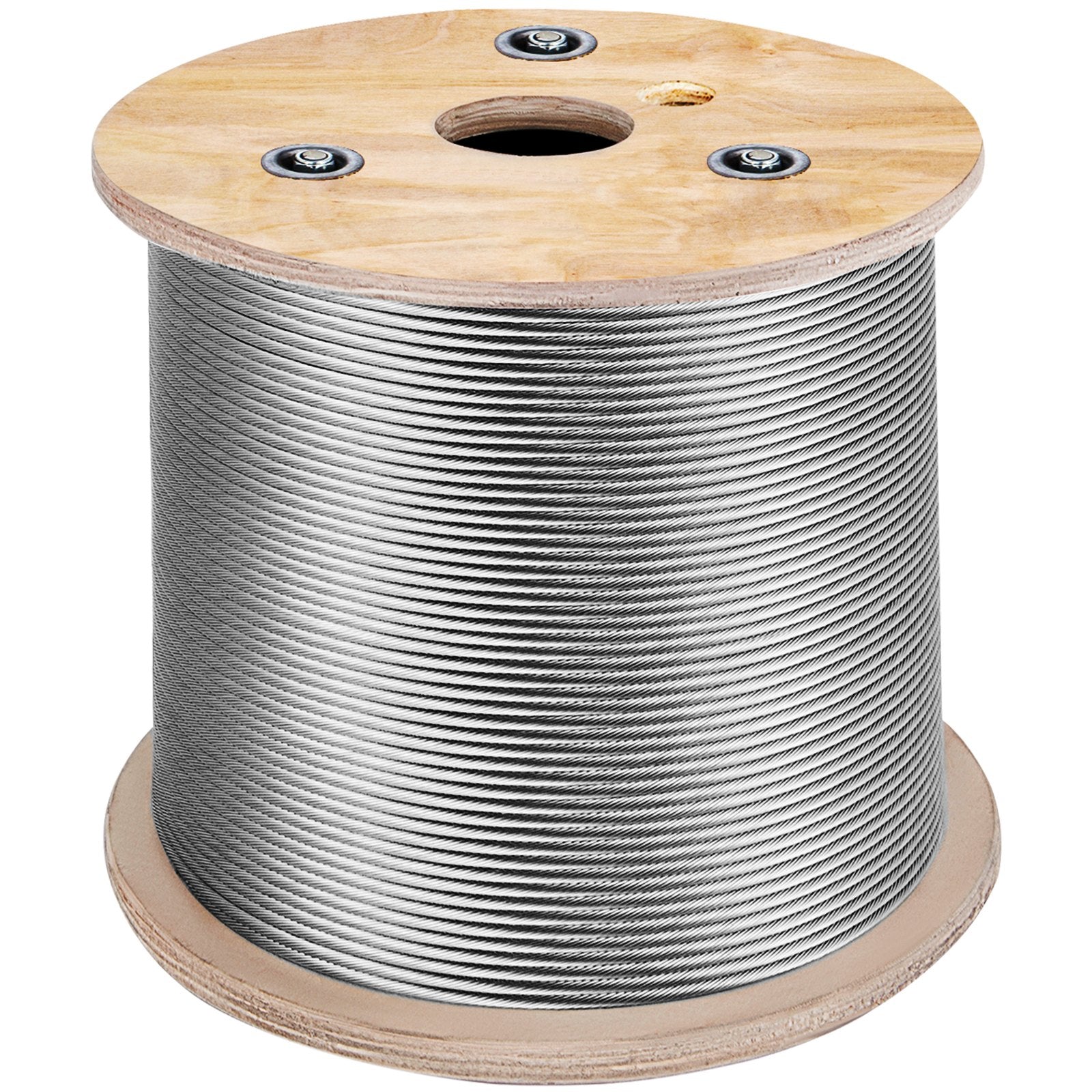 VEVOR 3/16 Inch 7x19 Stainless Steel Aircraft Cable Reel 500FT Stainless Steel Cable T304 Wire Rope Winch Cable Replacement (T304)