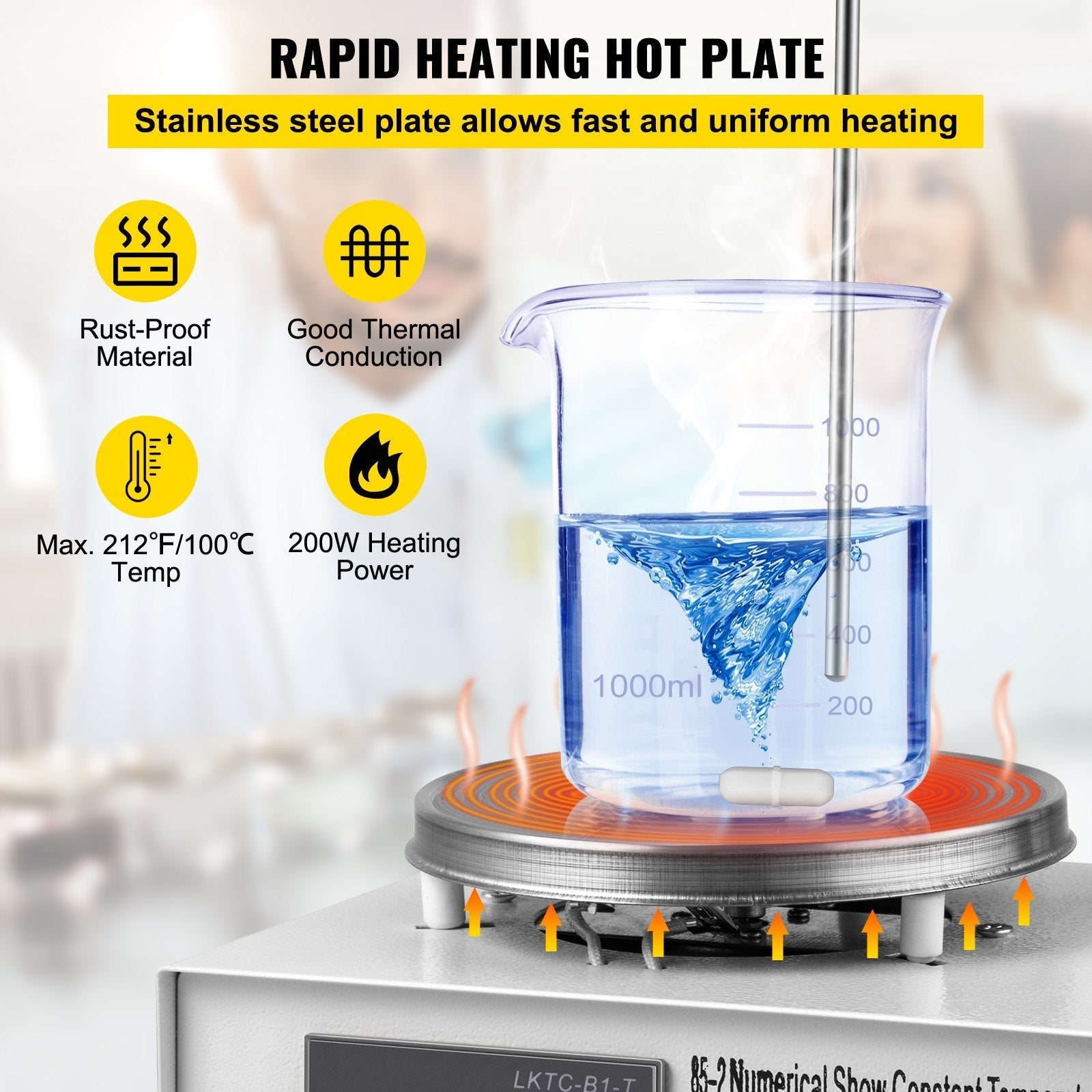 VEVOR 85-2 Magnetic Mixer Hotplate 1000ml Magnetic Heating Plate Magnetic Stirrer with Hotplate 110V Magnetic Stirring Mixer