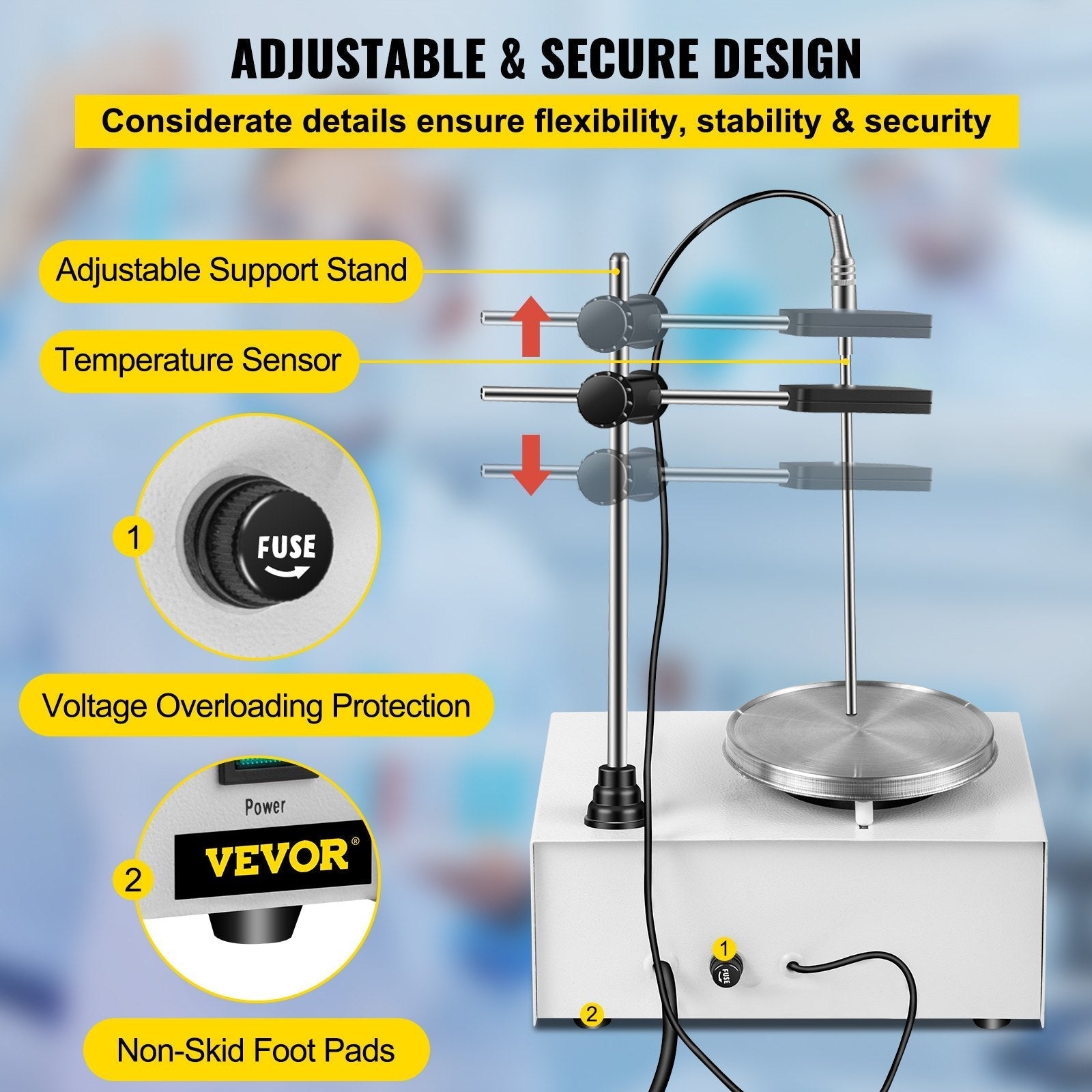 VEVOR 85-2 Magnetic Mixer Hotplate 1000ml Magnetic Heating Plate Magnetic Stirrer with Hotplate 110V Magnetic Stirring Mixer