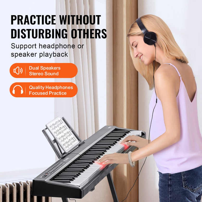 VEVOR 88 Key Digital Piano Keyboard Semi Weighted Full Size Electric Portable