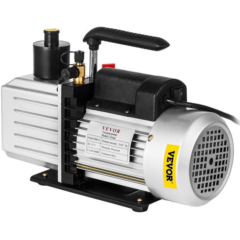 VEVOR Vacuum Pump 8CFM 1 HP Two Stage Air Conditioning Vacuum Pump 110V 0.3PA Ultimate Vacuum Refrigerant HVAC Air Tool for Automobile Reparation Vacuum Evacuation (2-Stage, 8CFM)
