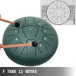 VEVOR Steel Tongue Drum 11 Notes 8 Inches Dia Tongue Drum Mineral Green Handpan Drum Notes Percussion Instrument Steel Drums Instruments with Bag, Music Book, Mallets, Mallet Bracket