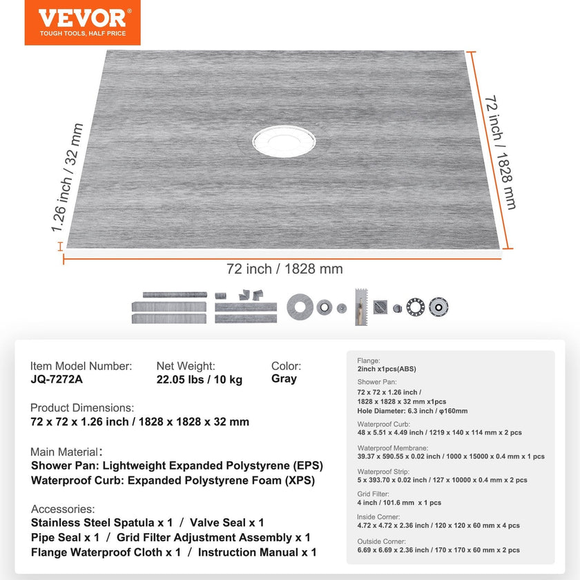 VEVOR Shower Curb Kit, 72