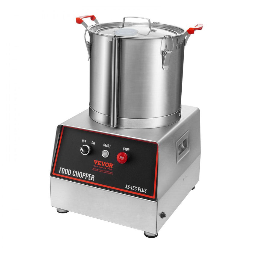 VEVOR Food Processor & Vegetable Chopper, 16 Quart, 1400W Food-Grade Stainless Steel Food Processor Chopper with 2 Extra S-Curve Blades, Multifunctional for Chopping Vegetables, Meat, Grains, Nuts
