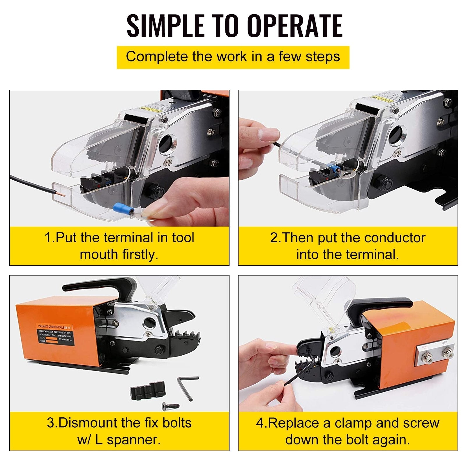 VEVOR AM-10 Pneumatic Crimping Machine Tools for Terminals w/ CE certification