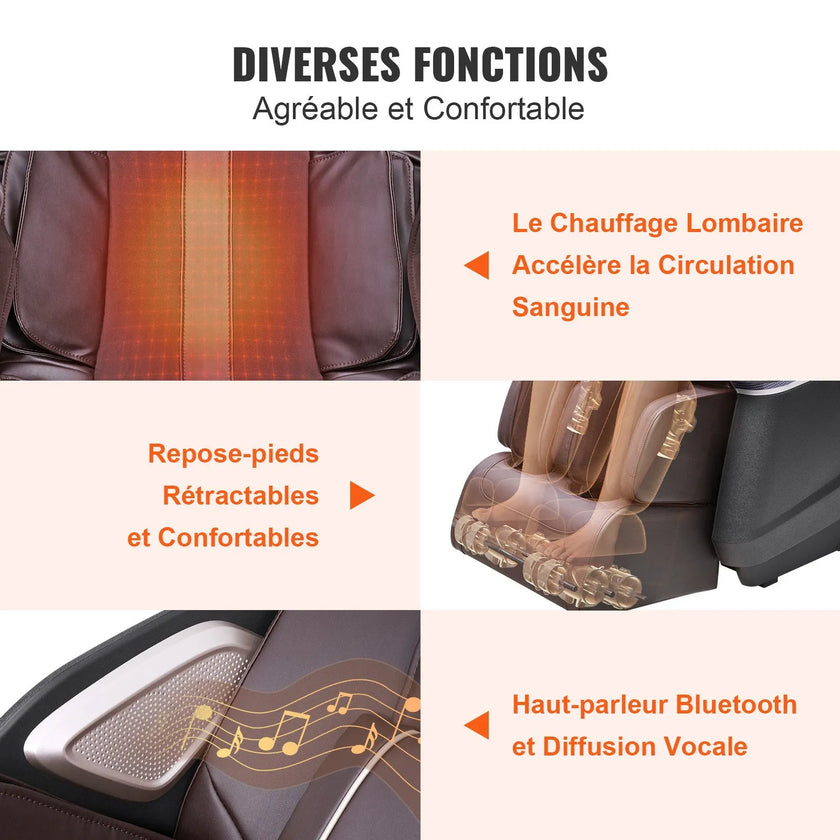 VEVOR Massage Chair with Flexible SL-Track, Full Body Zero Gravity Recliner, 10-18 Auto Modes, 3D Shiatsu, Heating, Bluetooth Speaker, Airbag, Foot Roller, and Touch Screen