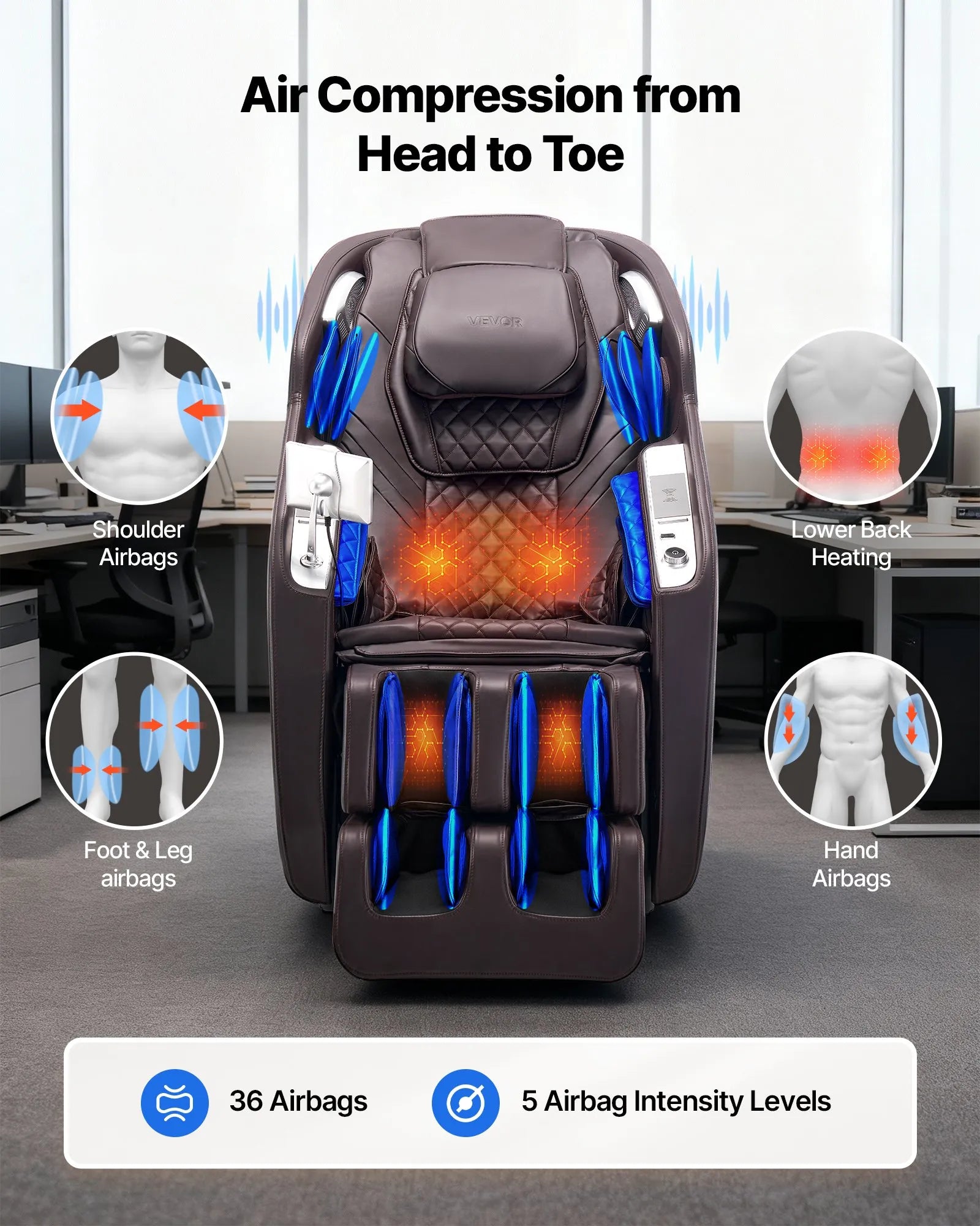 VEVOR Massage Chair Full Body 4D Massage Recliner with SL-Track & Yoga Stretch