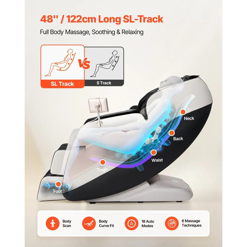 VEVOR Massage Chair Full Body Zero Gravity Recliner with SL-Track & 36 Airbags
