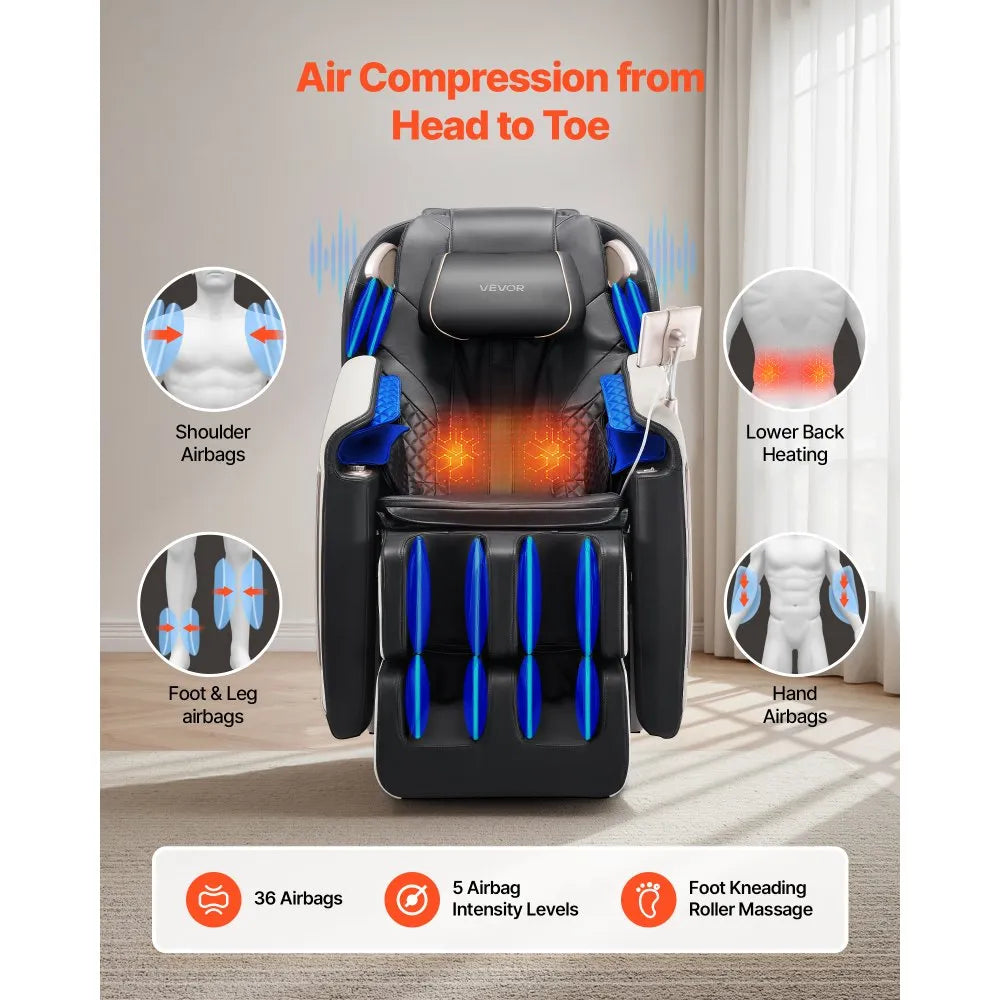 VEVOR Massage Chair Full Body Zero Gravity Recliner with SL-Track & 36 Airbags