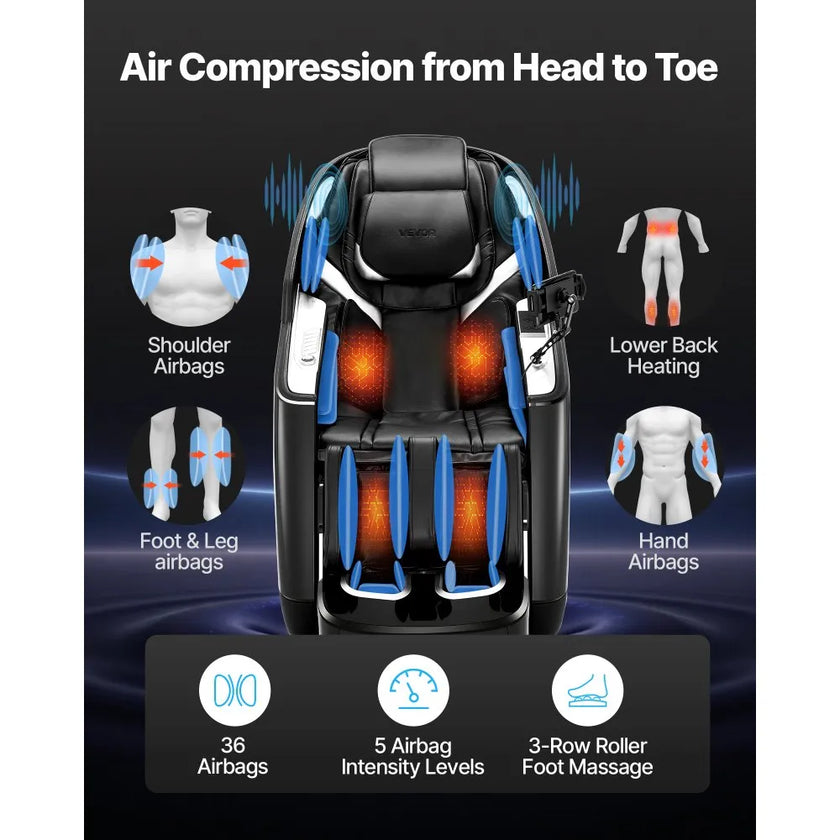 VEVOR Massage Chair Full Body 3D/4D Massage Recliner w/ SL-Track & Yoga Stretch
