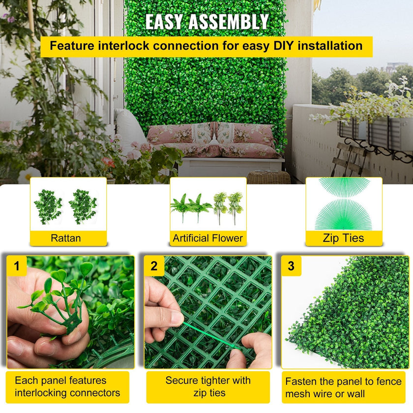 VEVOR Artificial Boxwood Panels, 12 PCS 20