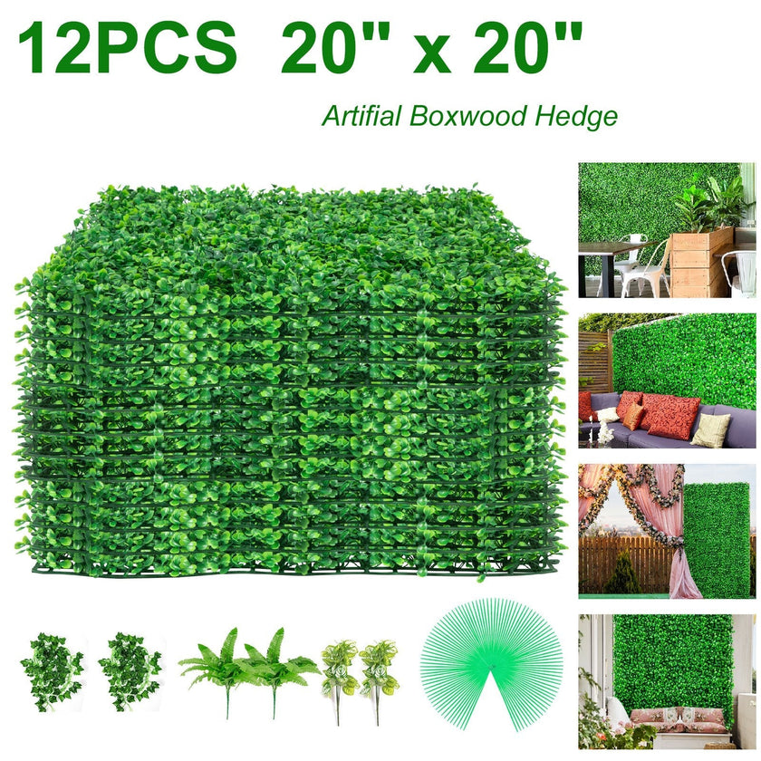 VEVOR Artificial Boxwood Panels, 12 PCS 20